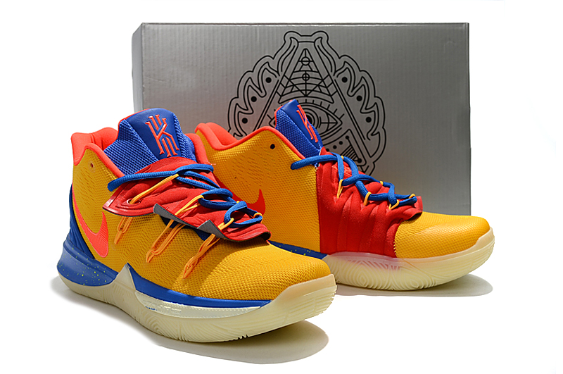 2019 Men Nike Kyrie Irving 5 Yellow Blue Red Shoes